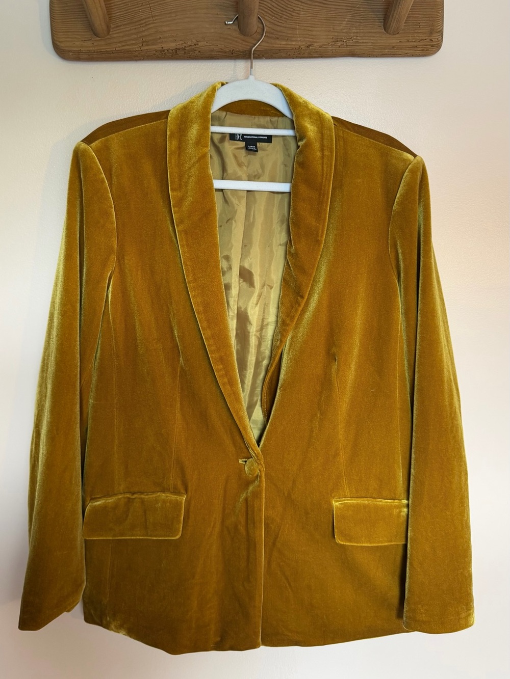 INC International Concepts Velvet Blazer in Mustard